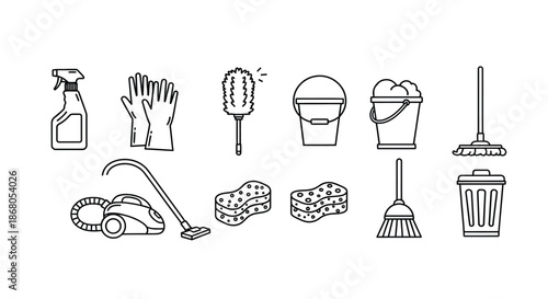 Essential cleaning tools illustration