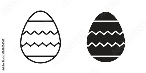 Easter egg icons. Line Art Style Design Isolated On White