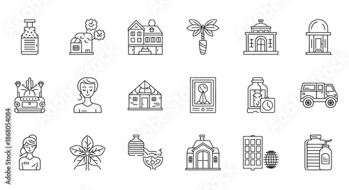 Collection of various icons illustration