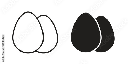 Egg icons. Line Art Style Design Isolated On White