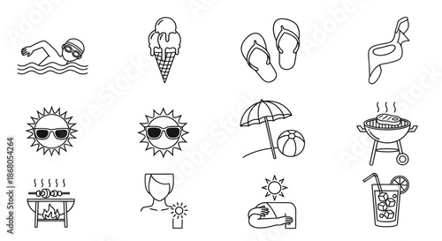 Iconic summer activities illustration