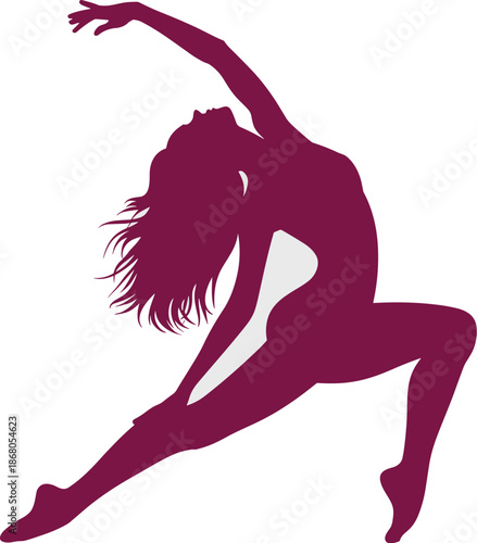 Elegant woman silhouette dancing in modern pose artistic expression of freedom and grace female dancer vector illustration for creative arts performance studio website banner design template and inspi