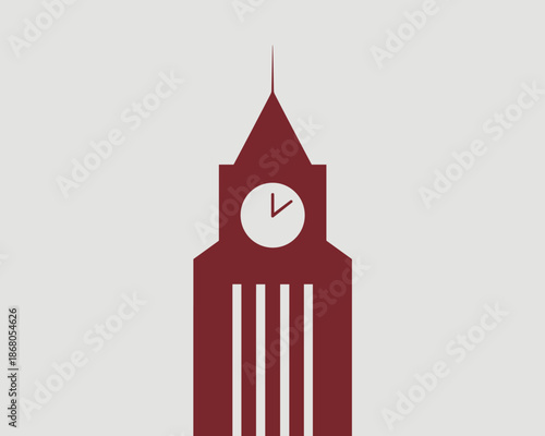 Minimalist Big Ben Silhouette Illustration of Famous Clock Tower Symbol Landmark in London United Kingdom for Travel and Tourism Industry Designs Historical Architecture Culture and British Heritage P