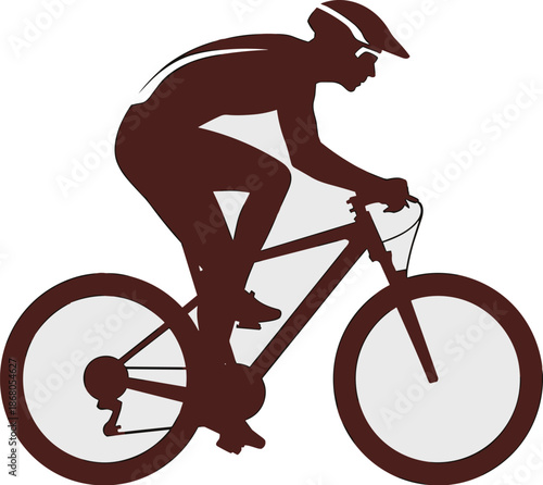 Silhouette of cyclist riding mountain bike fast extreme sports fitness challenge outdoor adventure recreation exercise training for triathlon competition healthy lifestyle athletic endurance activity