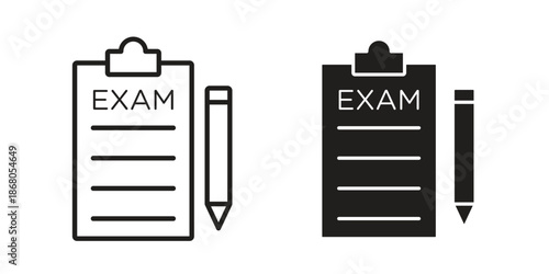 Exam icons. Line Art Style Design Isolated On White