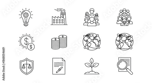 Illustrations of business and innovation concepts illustration