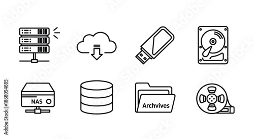 Various data storage solutions illustration