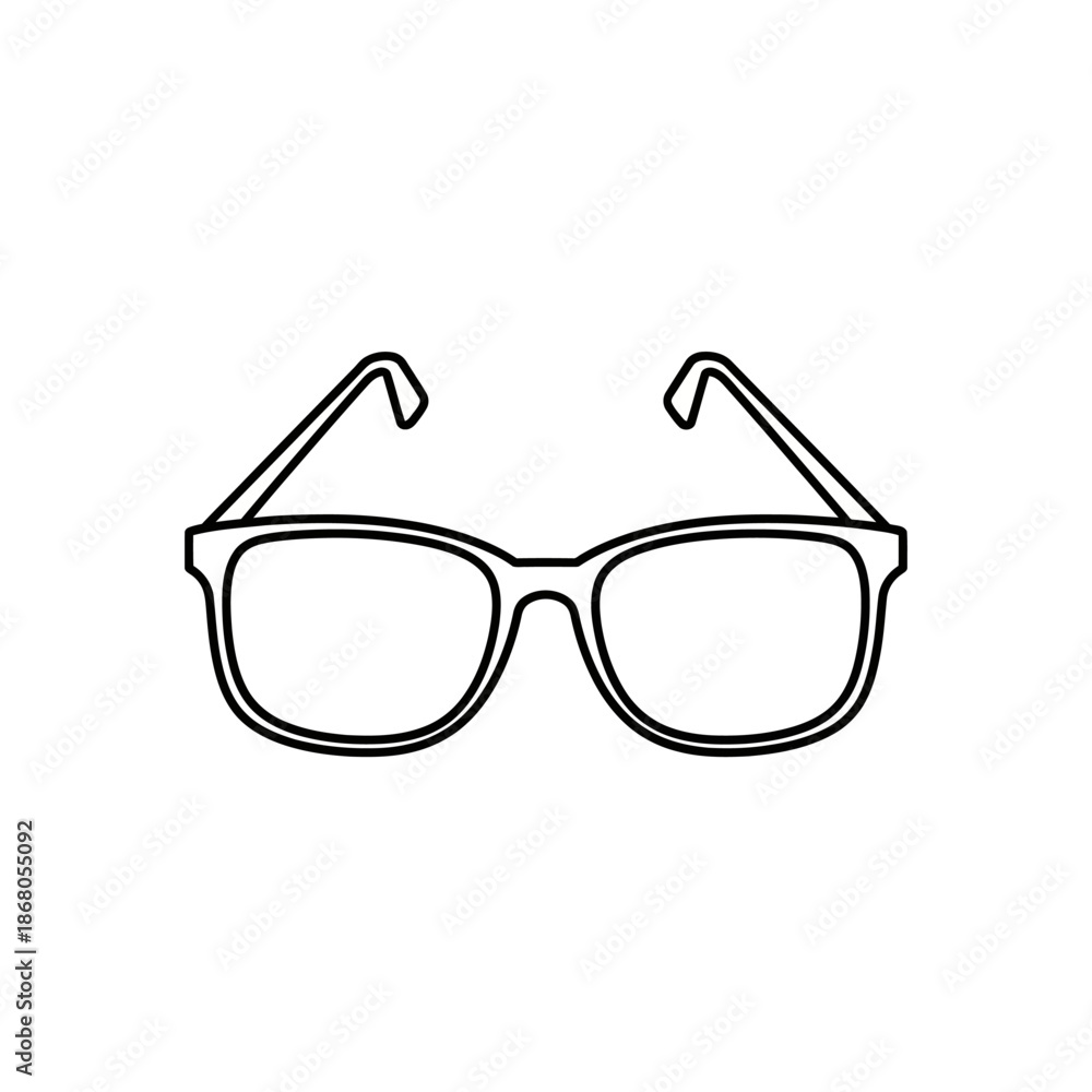 Fototapeta premium Minimalist Eyeglasses Outline Icon - Simple Black Frame Glasses Vector
