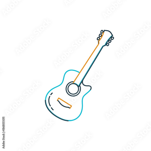 Acoustic Guitar Outline Icon - Simple Music Instrument Vector Art