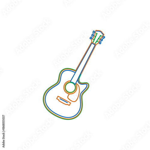Acoustic Guitar Outline Icon - Simple Musical Instrument Vector Art