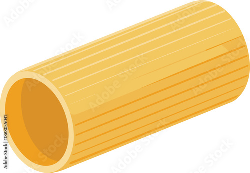 Dry rigatoni pasta tube shape in closeup macro shot traditional Italian cuisine ingredient for healthy diet and delicious culinary food preparation cooking pasta recipe on white background for restaur