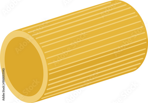 Rigatoni pasta noodle isolated on white background traditional italian uncooked food ingredient illustration for culinary blog recipe website banner healthy eating nutrition guide restaurant menu desi