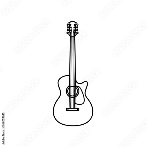 Acoustic Guitar Outline Icon - Simple Musical Instrument Vector