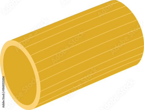 Isometric rigatoni pasta close up macro shot on white background classic italian cylindrical tube shape pasta illustration for food packaging designs restaurant menus and culinary arts websites simple