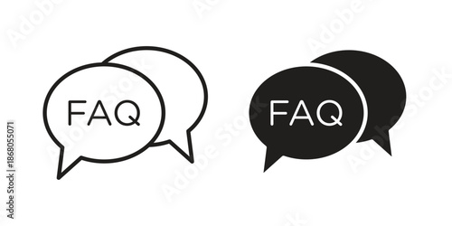 FAQ icons. Line Art Style Design Isolated On White