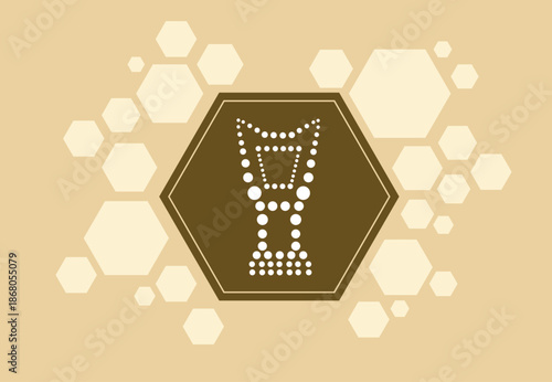 A polygonal shape with Arabian mabkhara or Somali dabgaad traditional incense burner made of  circles. Editable clip art. 