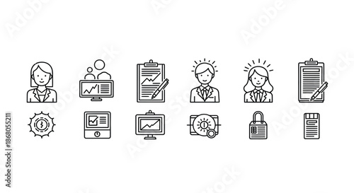 Business professionals analyzing data illustration