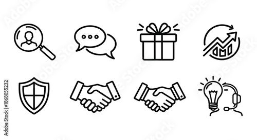 Business concept icons representing various aspects illustration