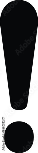 Black exclamation mark icon on white background showing importance and urgency concept for graphic design elements business presentations website user interface attention needed symbol vector illustra