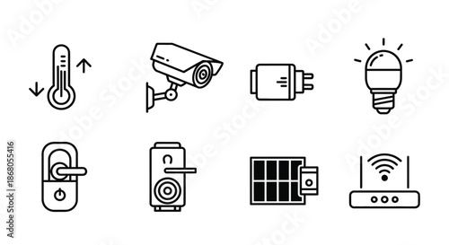 Smart home automation icons illustration