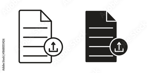 File upload icons. Line Art Style Design Isolated On White