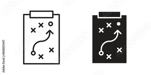 Strategical planning icon doodle set. editable outline stroke vector eps