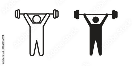 Strength training icon doodle set. editable outline stroke vector eps