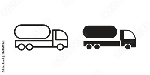 Tank truck icon doodle set. editable outline stroke vector eps