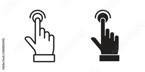 finger tap icons. Line Art Style Design Isolated On White