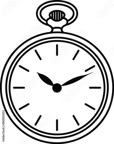 Classic pocket watch illustration showing time management concept representing deadlines and past time with vintage design for business presentations and education materials timekeeping history and an