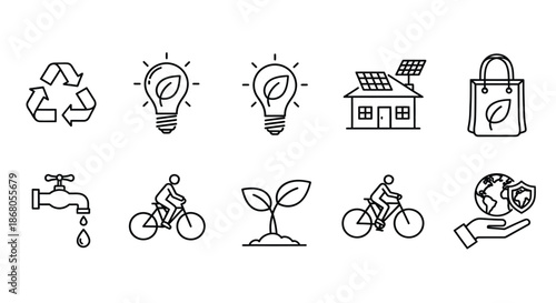 Sustainable living icons illustration