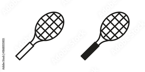 Tennis racket icon doodle set. editable outline stroke vector eps