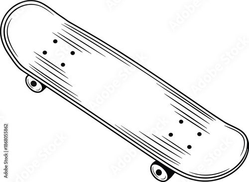 Monochrome skateboard deck in motion graphic design illustration riding youth culture extreme sport lifestyle recreation urban street art background for skateboarding community youth fashion and skate