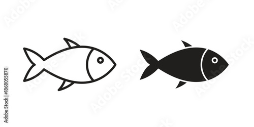 Fish icons. Line Art Style Design Isolated On White