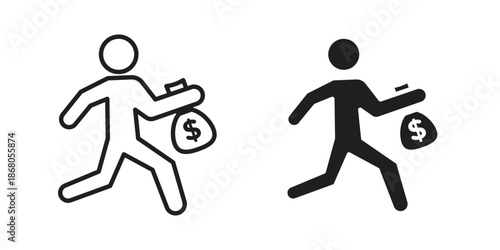 Thief icon doodle set. editable outline stroke vector eps