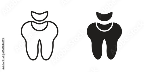 Tooth filling icon doodle set. editable outline stroke vector eps
