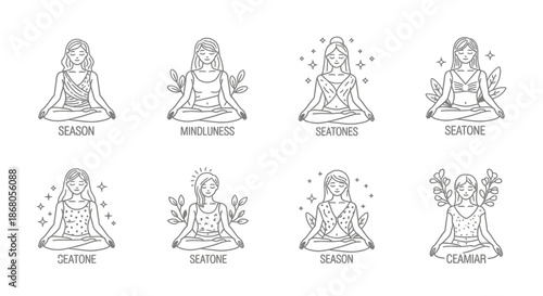 Illustrations of women in meditative poses illustration