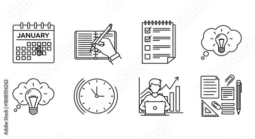 Illustrations of productivity and planning illustration