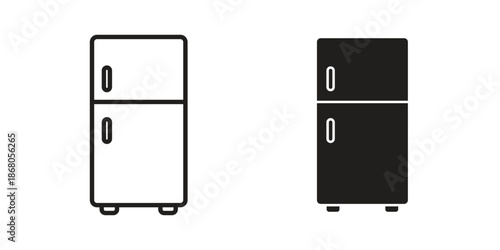 Fridge icons. Line Art Style Design Isolated On White