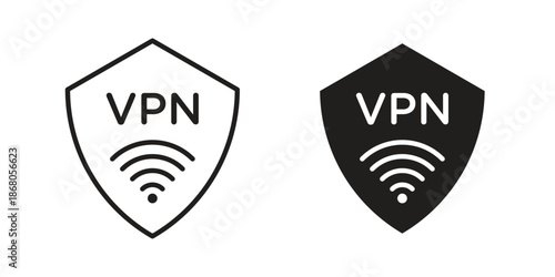 Virtual private network icon doodle set. editable outline stroke vector eps