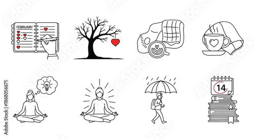 Illustrations of daily life and reflection illustration