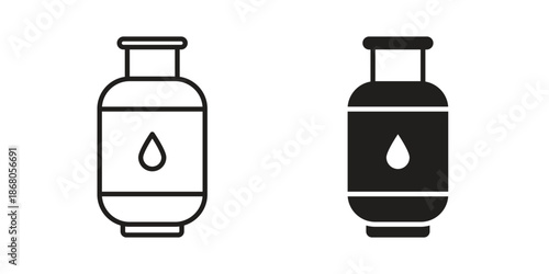 Gas cylinders icons. Line Art Style Design Isolated On White