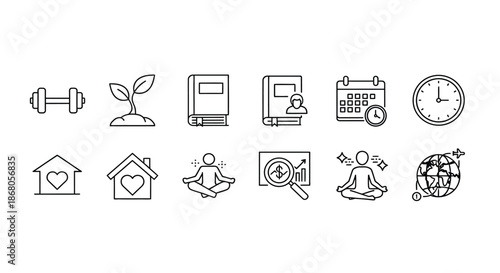 Illustrations of lifestyle and wellness icons illustration