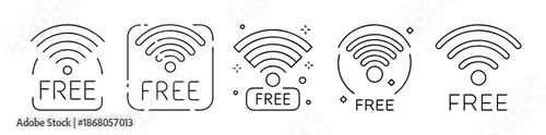 Free wi-fi signal icons: public wireless internet access