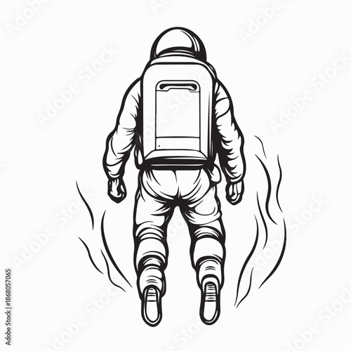 Rocket Jetpack Vector Illustration on White Background