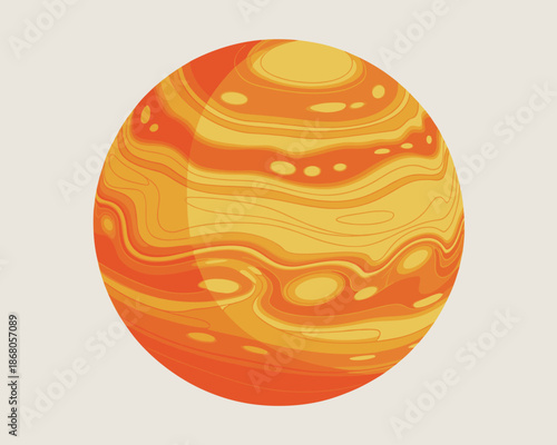 Striking Jupiter Planet Illustration with Swirling Clouds and Vibrant Colors Detailed Gas Giant Depiction for Science Education Astronomy Presentations Space Exploration and Cosmic Backgrounds Modern