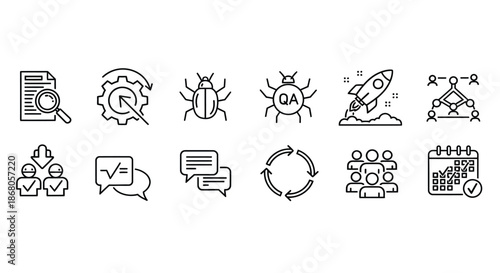 Illustrations of software development and testing illustration