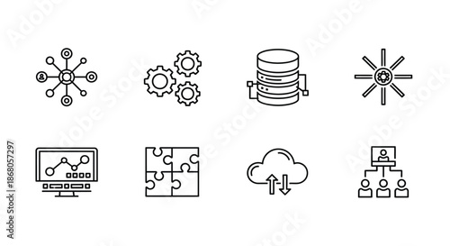 Technology and data integration icons illustration