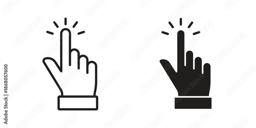 Fototapeta premium Hand click icons. Line Art Style Design Isolated On White