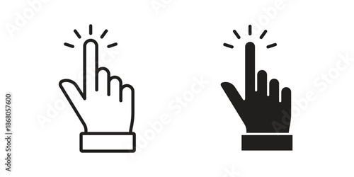Hand click icons. Line Art Style Design Isolated On White